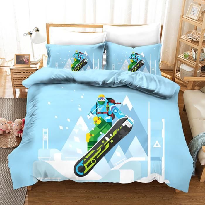 Parure De Couette Ski Imprimee 1 Housse De Couette 220x240 Cm 2 Taies D Oreiller 50x75 Cm Zs7239k Achat Vente Housse De Couette Et Taies Cdiscount