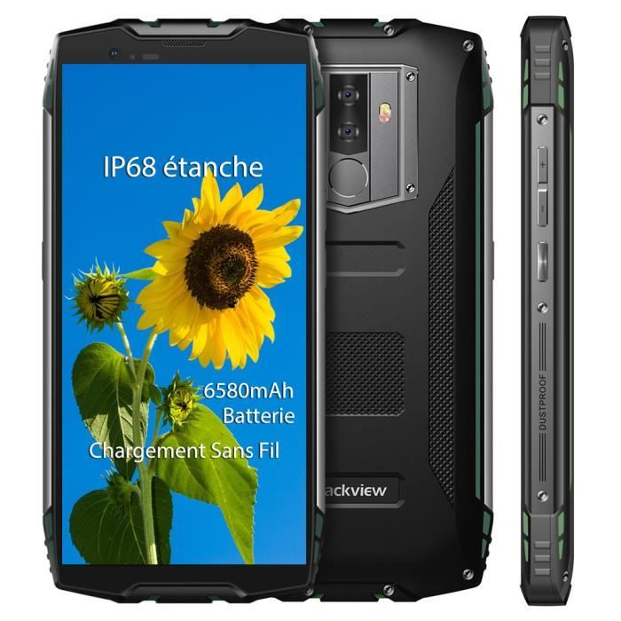  T&eacute;l&eacute;phone portable Blackview BV6800 Pro Smartphone IP68 étanche 64Go 5.7" Batterie 6580mAh supporte Recharge sans fil téléphone Portable  - Vert pas cher