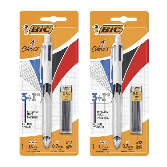 BIC Stylo 3 couleurs + Porte mine HB