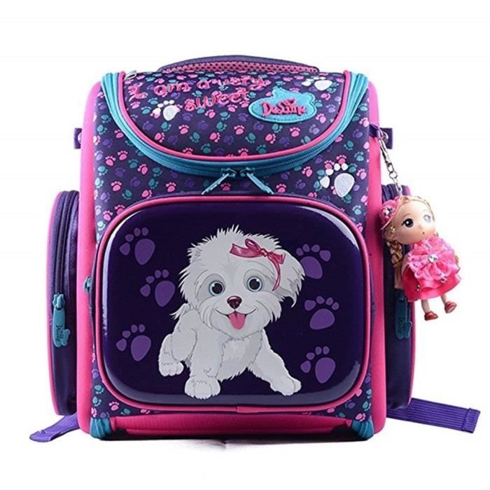 Delune Cartable allege Sac a dos Enfant Primaire Fille Convenir a Cahier 24x32 Sac a dos Ergonomique Grande capacite Chien violet Cdiscount