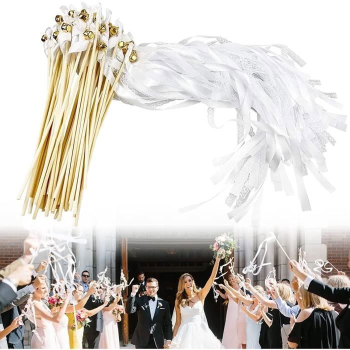 30 Baguettes De Mariage Avec Clochette Et Ruban – Manche Bois 30 Cm, Décoration Fête, Anniversaire, Noël