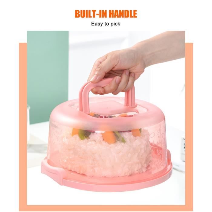 Boîte à gâteau en plastique ronde, récipient à support de gâteau (vert