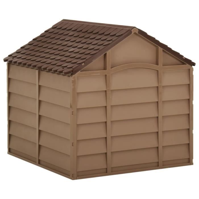 Niche pour chiens - Yanjiibuy - Marron - 71x715x68 cm - 100% PP - Résistante aux UV