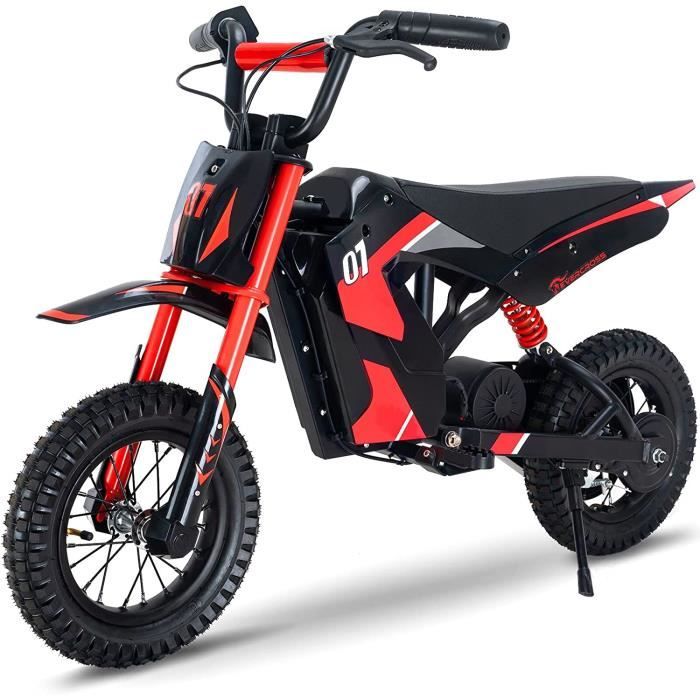 EVERCROSS Moto électrique pour enfants de 3 à 12 ans moteur de 300W, batterie de 36V/4AH et pneus de 12 pouces, Cadeau Cool Rouge