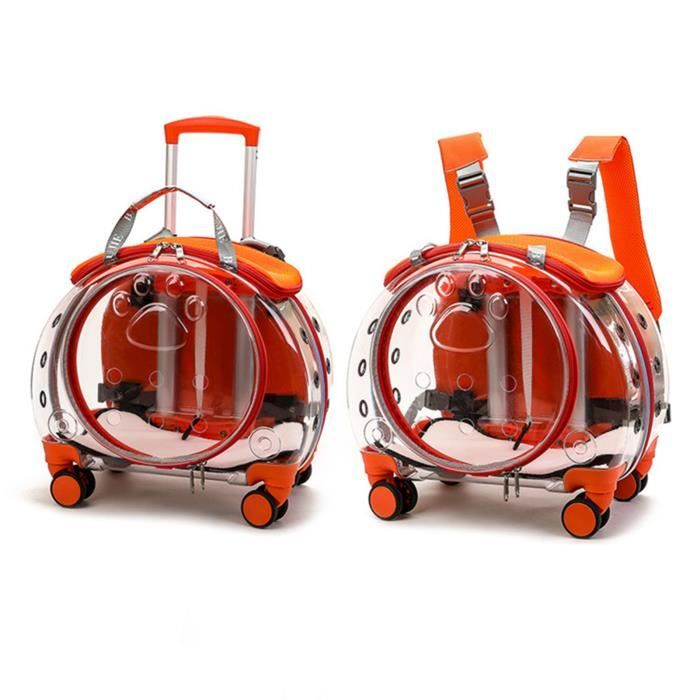 Comparer les prix de FLASIDU 2 en 1 Trolley chariot sac a dos sac de transport a roulettes pour chien chat, Orange