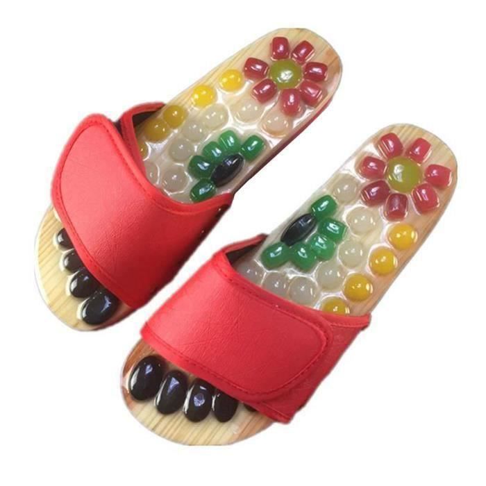 HAPPY Reflexologie Massage des Pieds Massage Par Acupression Pantoufles Chaussures Sandales Le Soulagement Du Stress Rouge 37 38 Cdiscount Electromenager