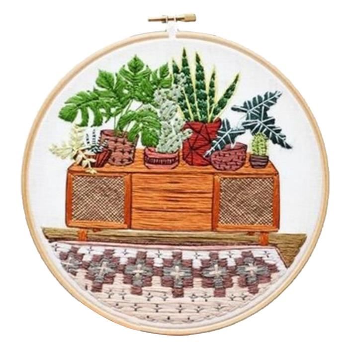 Kit De Broderie Point De Croix Estampillé 'Trees Love' - Tissu 11CT, Fils Et Aiguille Inclus, Motif Nature