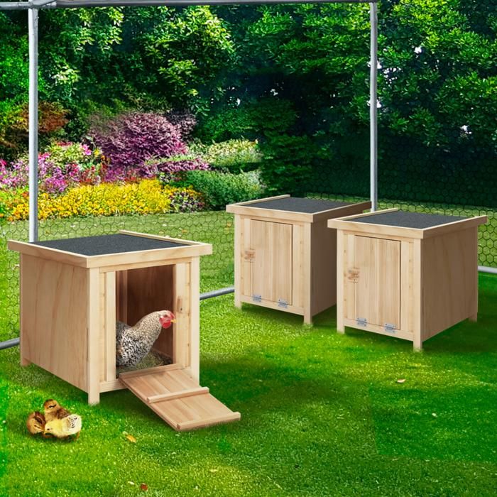Comparer les prix de IDMARKET Lot de 3 clapiers en bois pondoirs pour poules nichoirs avec fond