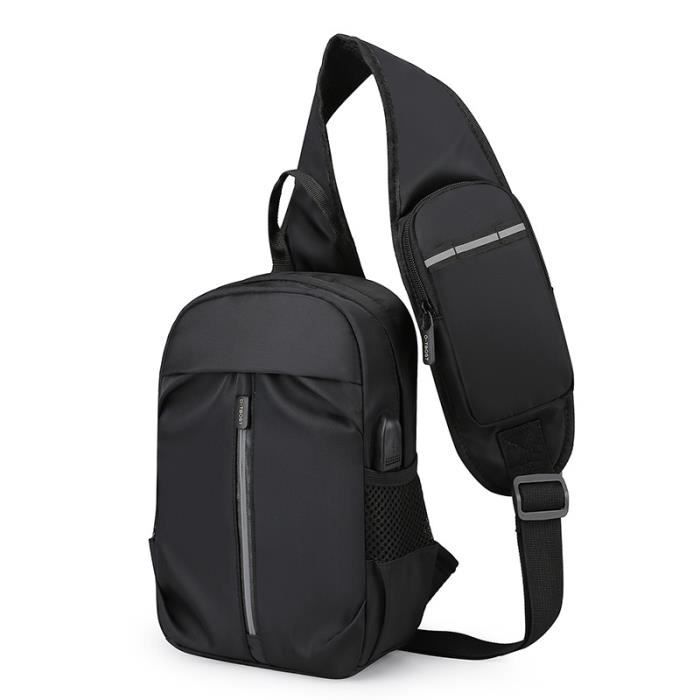 Sacoche Homme Bandouliere Impermeable Sac a bandouliere Loisir Sac de Poitrine avec Port de Chargement USB Sac a Dos de Voyage Cdiscount Bagagerie Maroquinerie