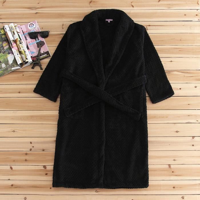 Robe De Chambre Polaire Homme Noire Gaufre Achat Vente Robe De