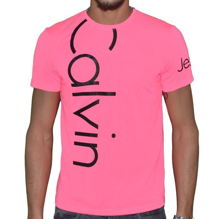 T shirt calvin klein rose homme clearance