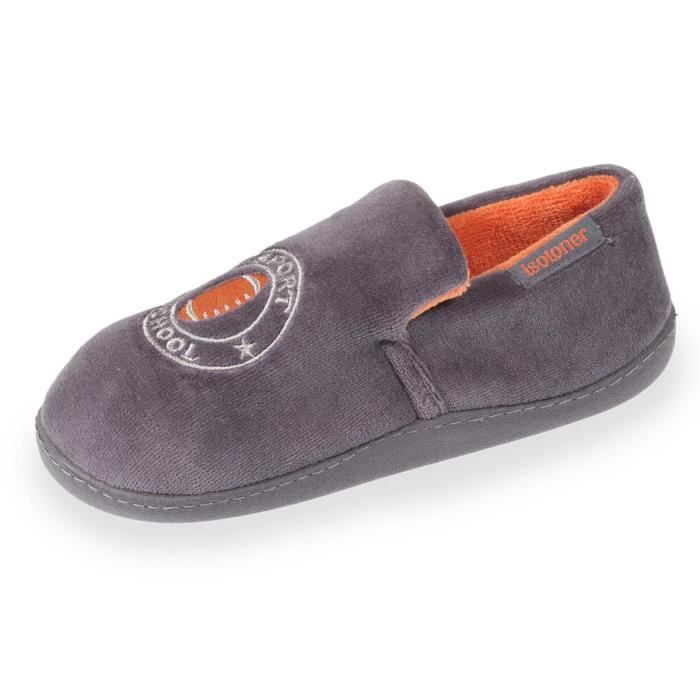 Chaussons Charentaises Garcon Ecusson Gris Achat Vente Chausson Pantoufle Cdiscount