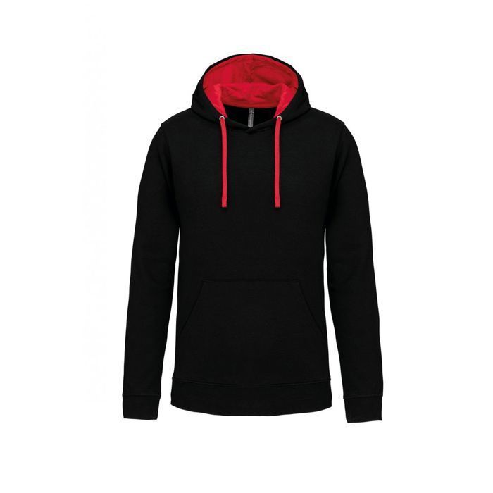 Sweat shirt capuche contrast e Kariban homme Noir Rouge XXL