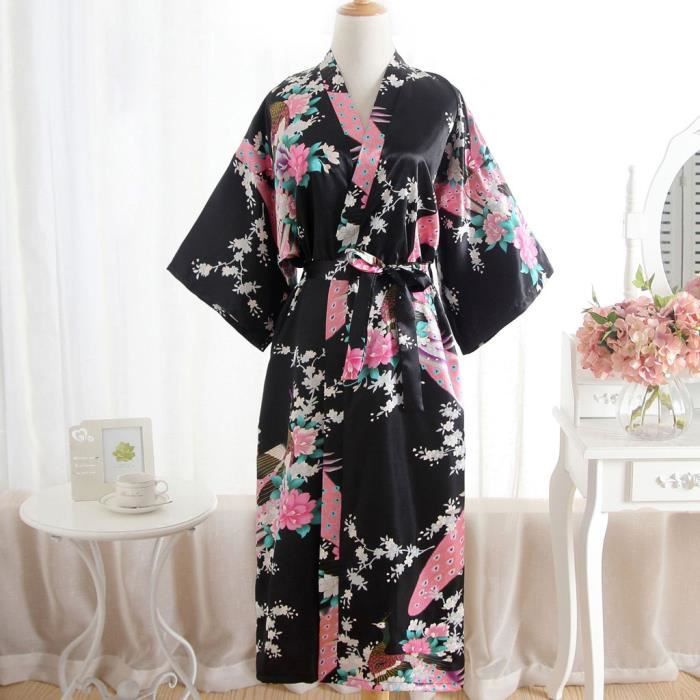 ECHERY Femmes dÉté en Coton Pyjama Kimono Robe Fleurs Vêtements de Nuit Khan À La Vapeur Peignoir Yukata