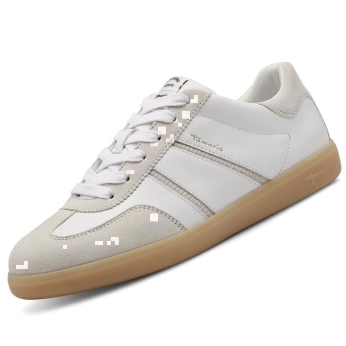 tamaris Baskets - TAMARIS - 1-23624-43/197 - Blanc - Cuir & synthétique - Semelle rembourrée