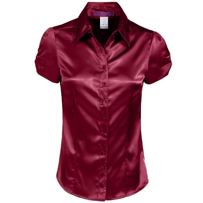 Chemisier satin manches courtes clearance