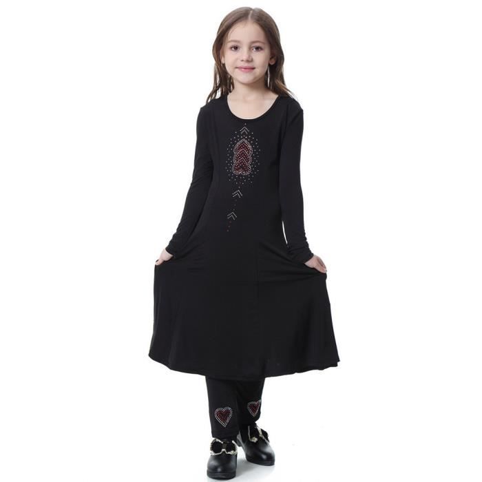 Robe De Prière (Abaya) Pour Fille - Manches Longues Brodée - Style Islamique Dubaï/Turquie - 100% Polyester - Taille 6 à 16 Ans