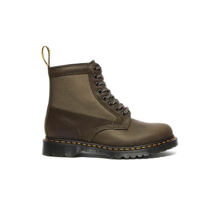 Boots Dr Martens 1460 Panel Streeter Vert Homme - Textile - Lacets - Haute