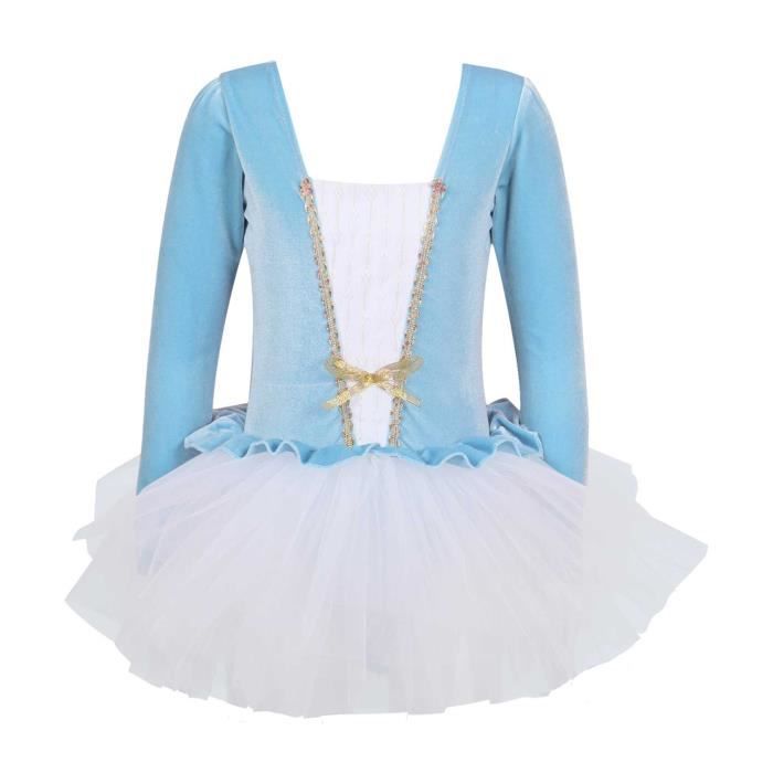 YOOJIA Fille Robe Danse Jazz Latine Paillettes Justaucorps Gymnastique Tutu Ballet Faux 2 Pièces Robe de Patinage Halter sans Manches Fille Vêtement de Danse Gym