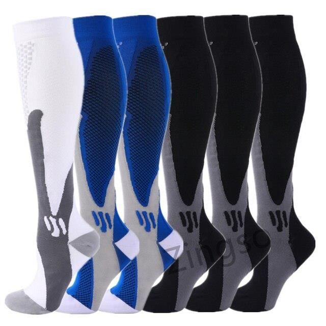Chaussettes De Compression - Sportive - Mixte - Blanc Et Multicolore