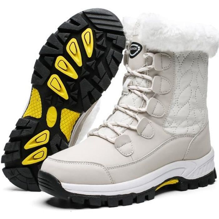 Bottes Hiver Femme - Bottines Imperméables Chaudes - Semelle Antidérapante - Intérieur Doublure Polaire épaisse - Pour Neige Et Ville (Noir)