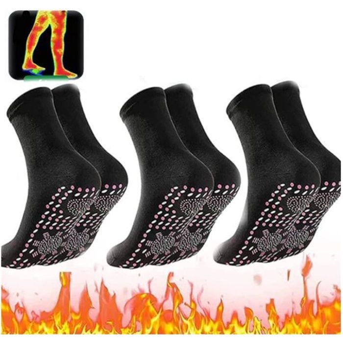 Chaussettes Chauffantes - Universel - Noir - Femme - Randonnée - Auto-chauffage