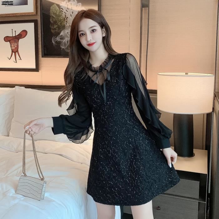 Robe De Soirée Boohoo Noire En Dentelle - Taille 8 - Longueur Midi