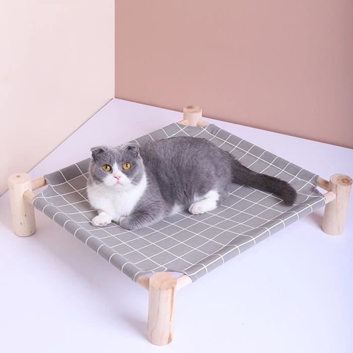 Lit Pour Chat Avec Base En Bois Hamac Pour Chien Gris 52 6 Cm 48 3 Cm 13 Cm Cdiscount