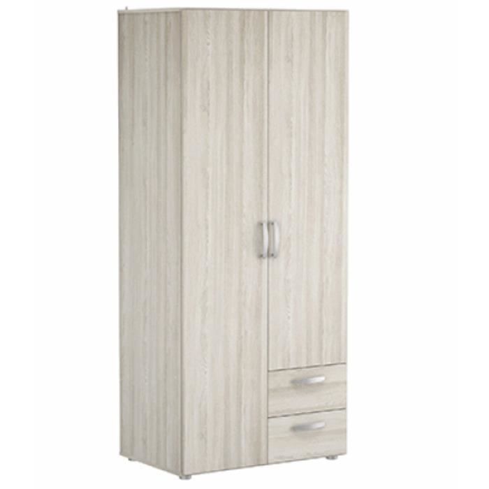 Armoire De 2 Portes Et 2 Tiroirs Coloris Chene Shannon Dim 81