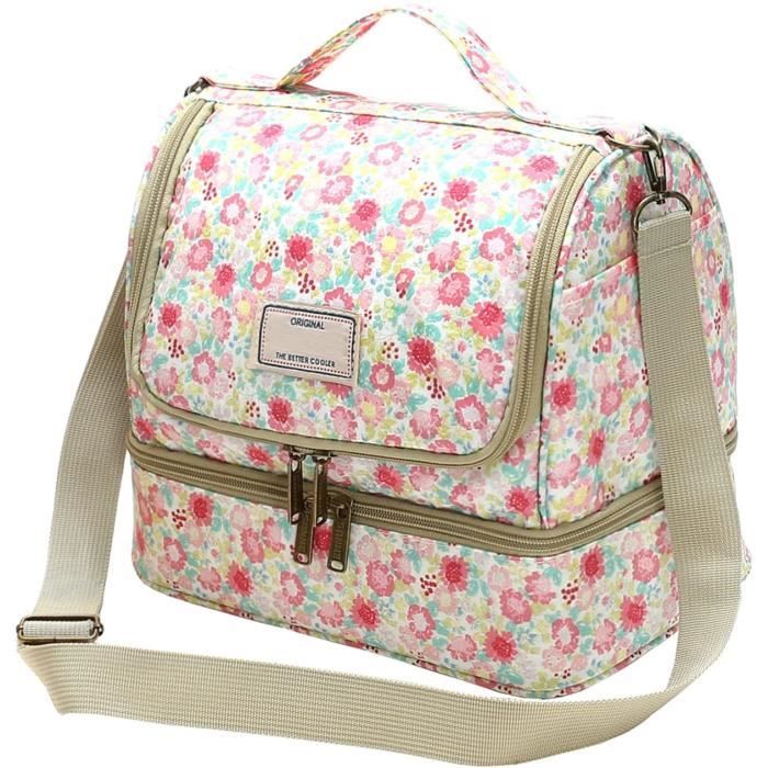 Sac à Déjeuner Isotherme Réutilisable – Motif Citrons – 25,5 X 15,5 X 9 Cm – Garde Le Chaud Et Le Froid – Poignée, Idéal Bureau Ou Pique-nique
