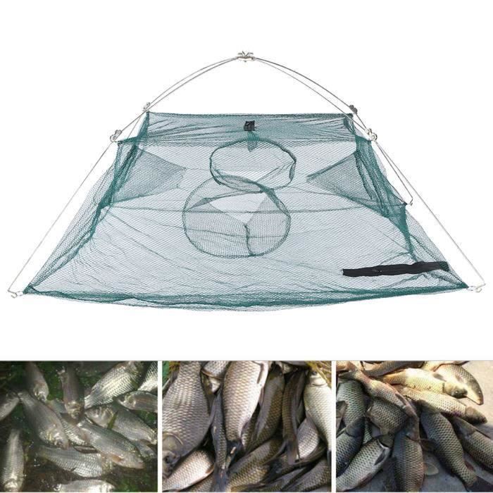 Cage Piège à Poissons Pliable – Filet Nylon + Métal – 54x25x25 Cm – Parfaite Pour Crevettes & Petits Poissons