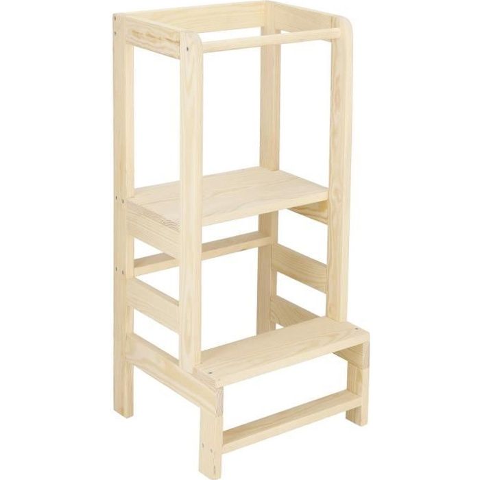 SPRINGOS® montessori aide de cuisine pour les jeunes enfants DIY chaise haute d'escalier en bois massif avec plate-forme auto-assemb