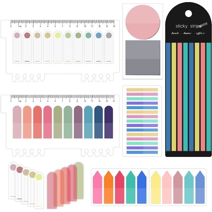 Marque-Pages Adhésifs 1200 Pièces - Repositionnables Et Inscriptibles - 6 Sets Multicolores