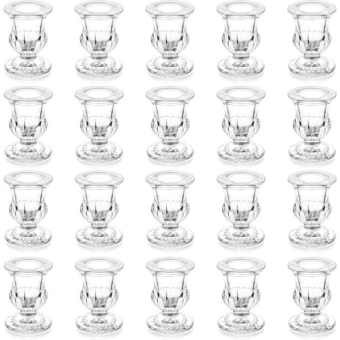 Lot De 4 Bougeoirs En Verre Transparent – Rond, Diamètre 8 Cm, Pour Bougies, Décorations, Fêtes