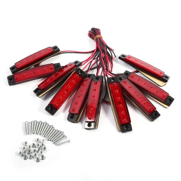 Lot De 6 Feux De Position Latéraux LED Pour Camion/Remorque - 12V, 8 LED Par Feu, Bleu - 12