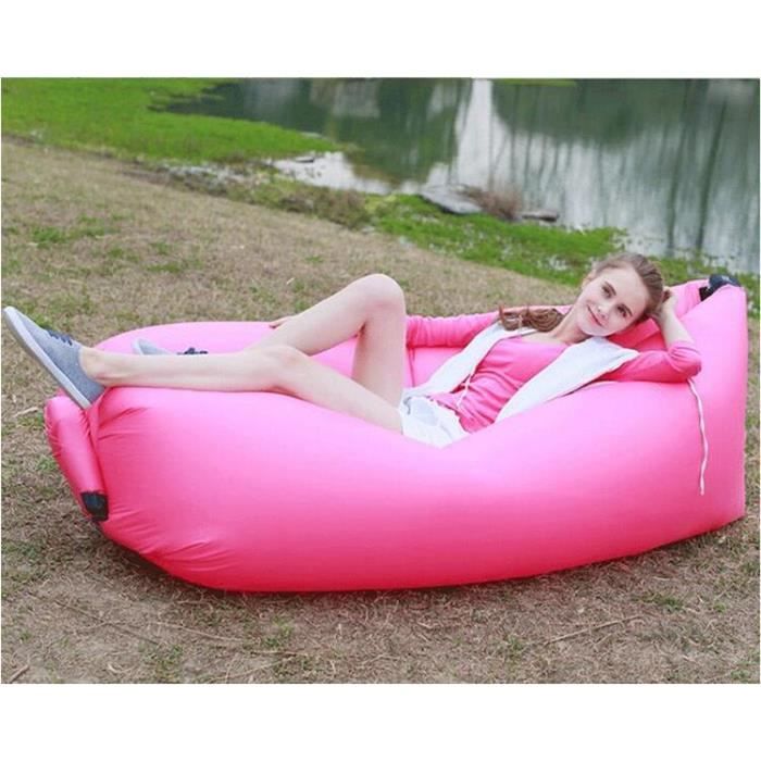 Canapé Gonflable Chaise Longue de Plage SWISSANT® - Rose - Imperméable - Portable