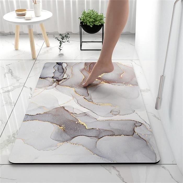 Tapis Bain Confortable Design Tapis De Bain En Diatomite Vicusse 60x90cm - Ultra Absorbant, Doux Et Antidérapant, Parfait Pour Salle De Bain Moderne