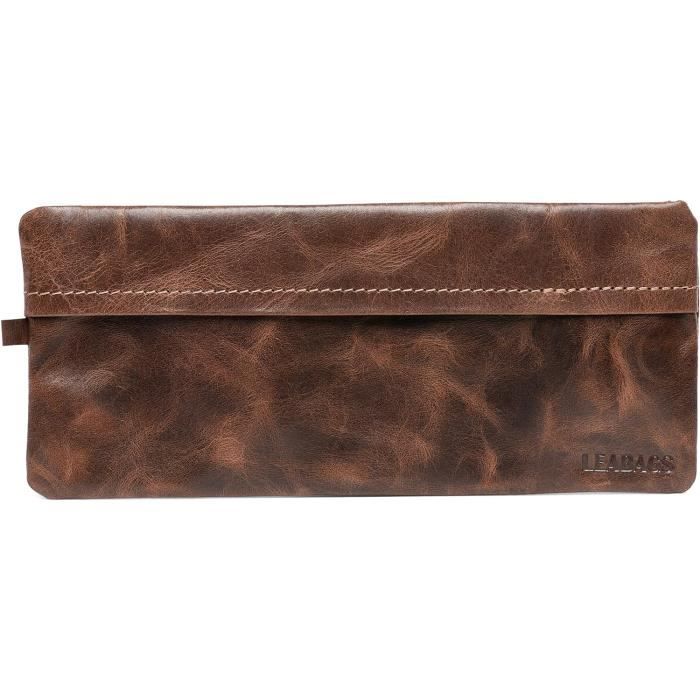 Étui à Stylo Une Place En Cuir Véritable - Noir N117 - Housse De Protection
