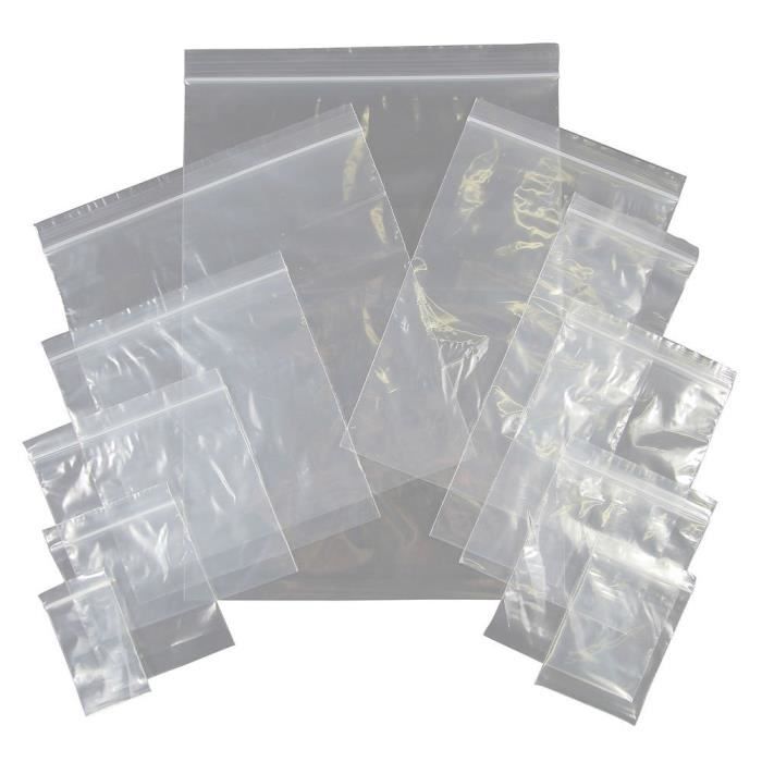 2 Pochettes Sachets plastique Zip 200 x 200 mm Idéal pour les liquides en  avion