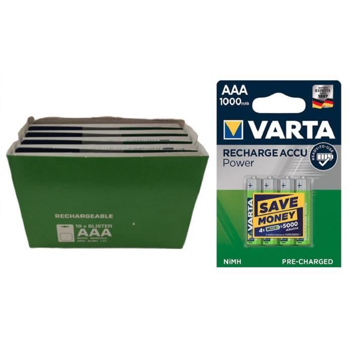 Piles Rechargeables aaa lr03 hr03 VARTA 1000 mAh NiMH 1,2V Boite