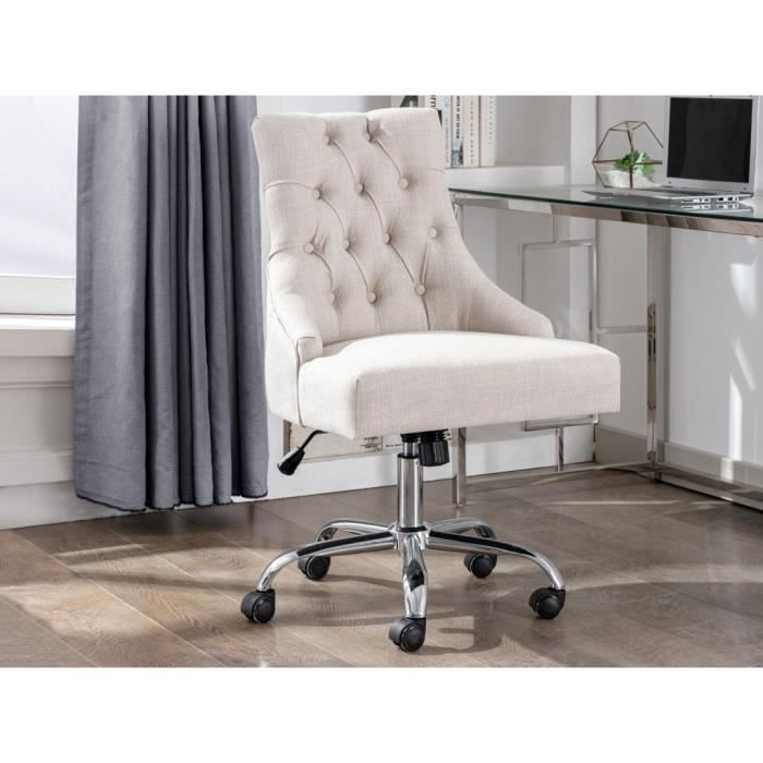 chaise de bureau - tissu - beige - hauteur réglable - mervia