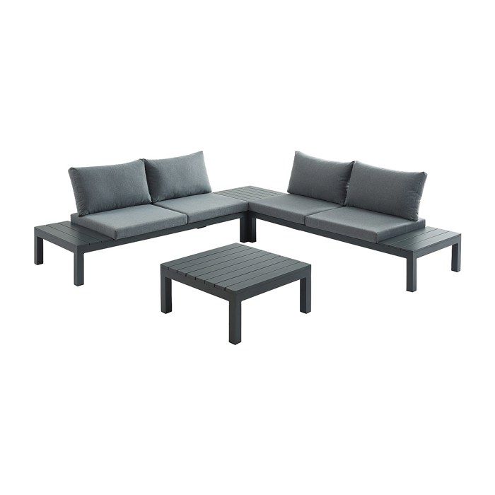 Salon de jardin modulable en aluminium : 1 canapé dangle + 1 table basse - Anthracite - RISILI de MYLIA