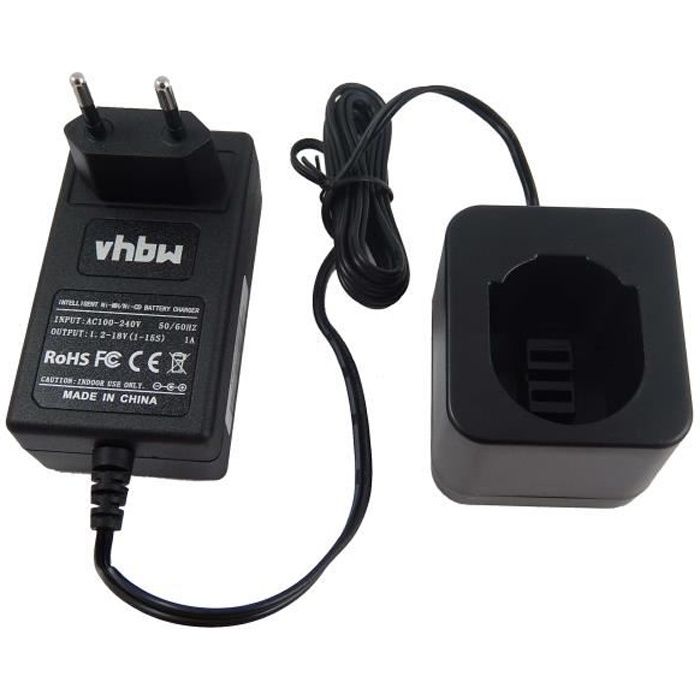 vhbw Chargeur d' alimentation câble de chargement 220V pour batterie d' outil Black & Decker A9252, A9266, A9275, PS130,