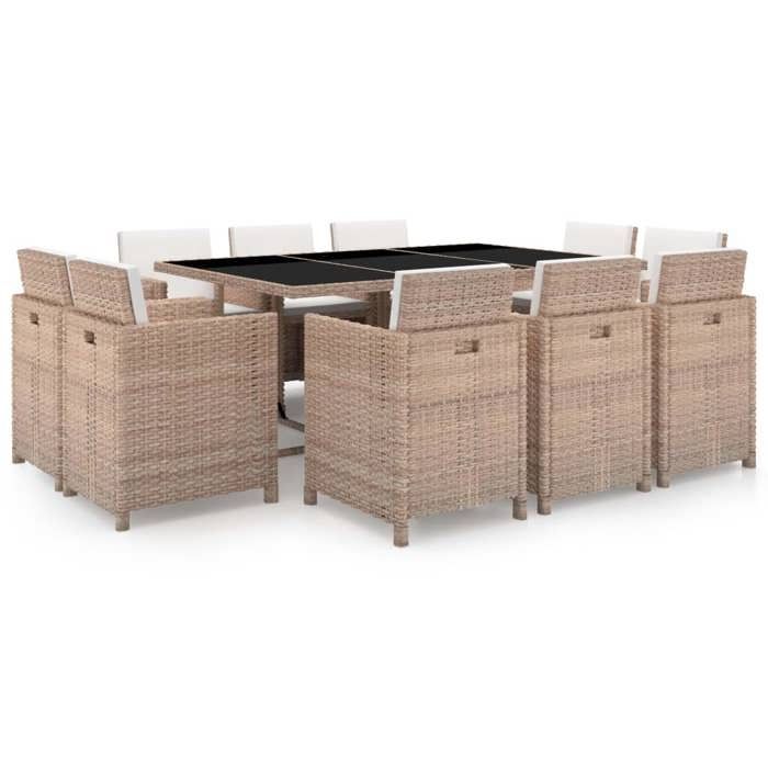 vidaXL Salon de jardin avec coussins 11 pcs Résine tressée - vue 3