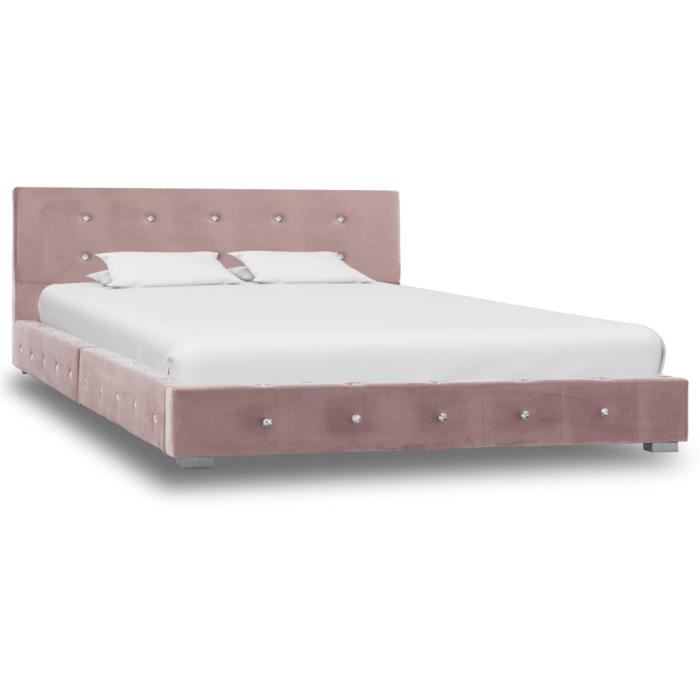 vidaxl cadre de lit rose velours 120 x 200 cm cdiscount maison