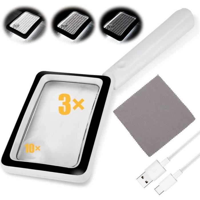 Loupe Avec Lumière LED Grossissement 5X, 3 Modes De Gradation Luminosité Réglable, Lampe De Bureau Lampe De Lecture, 22cm 22cm Noir - Maison