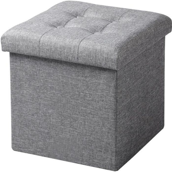 woltu tabouret pouf coffre boîte de rangement repose-pied cube,siège pliable et multifonctionnel 37,5x37,5x38cm,gris clair