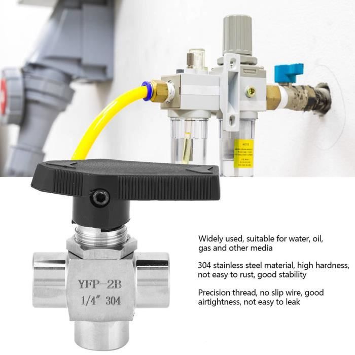 Vanne à Boisseau Sphérique 3 Voies 20-50 Mm – Raccord Compression Tuyau PE (Noir/Bleu)