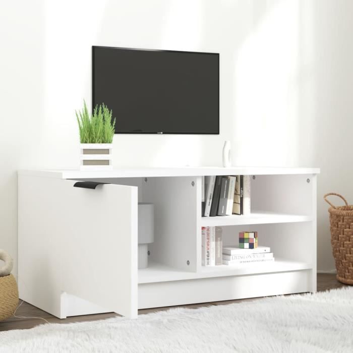 Armoire TV Blanc brillant 80x35x36,5 cm Bois d'ingénierie
