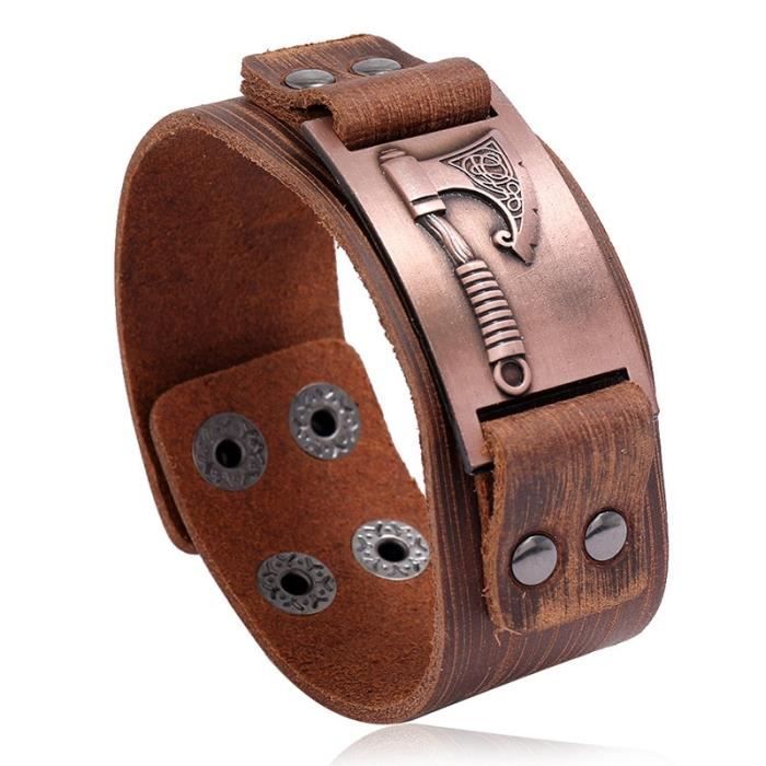 Retro Punk Style Unisex Femmes Hommes Double Couche Bracelet en Cuir large Retro Punk Style Unisex Femmes Hommes Double Couche Bracelet en Cuir large